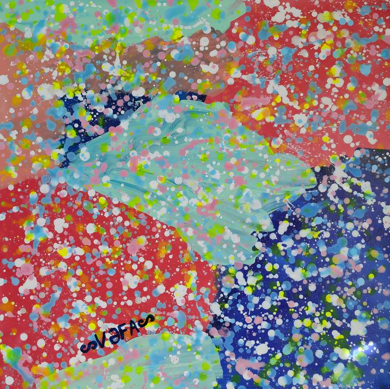 Original Abstract Expressionism Floral Painting by Vafa Majidli