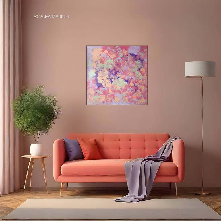 Original Abstract Expressionism Floral Painting by Vafa Majidli