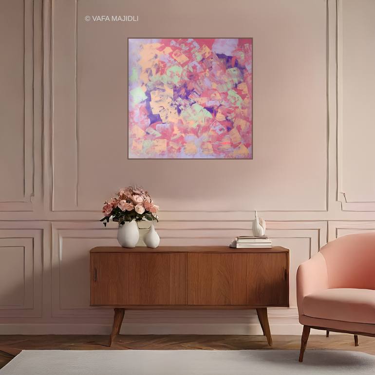 Original Abstract Expressionism Floral Painting by Vafa Majidli