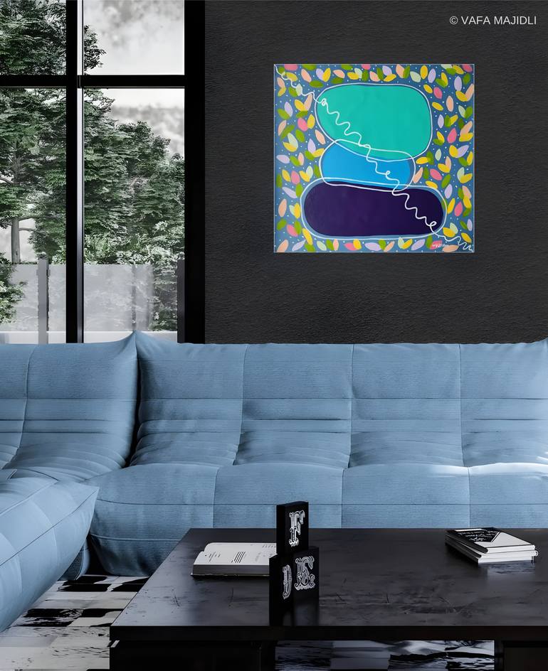 Original Abstract Expressionism Floral Painting by Vafa Majidli