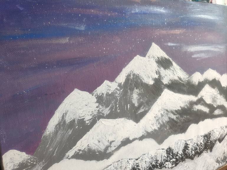 Original Abstract Expressionism Mountain Painting by Vafa Majidli
