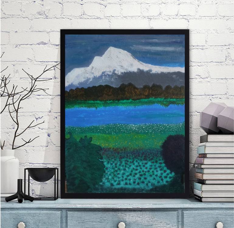 Original Color Field Painting Mountain Painting by Vafa Majidli