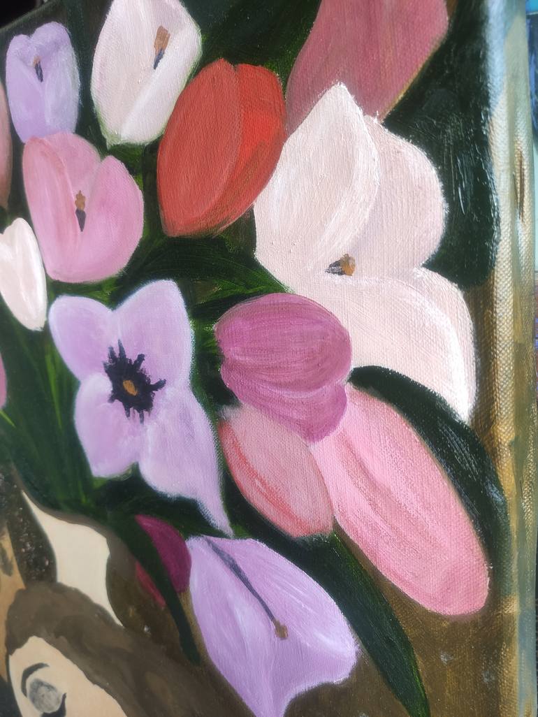 Original Abstract Floral Painting by Vafa Majidli