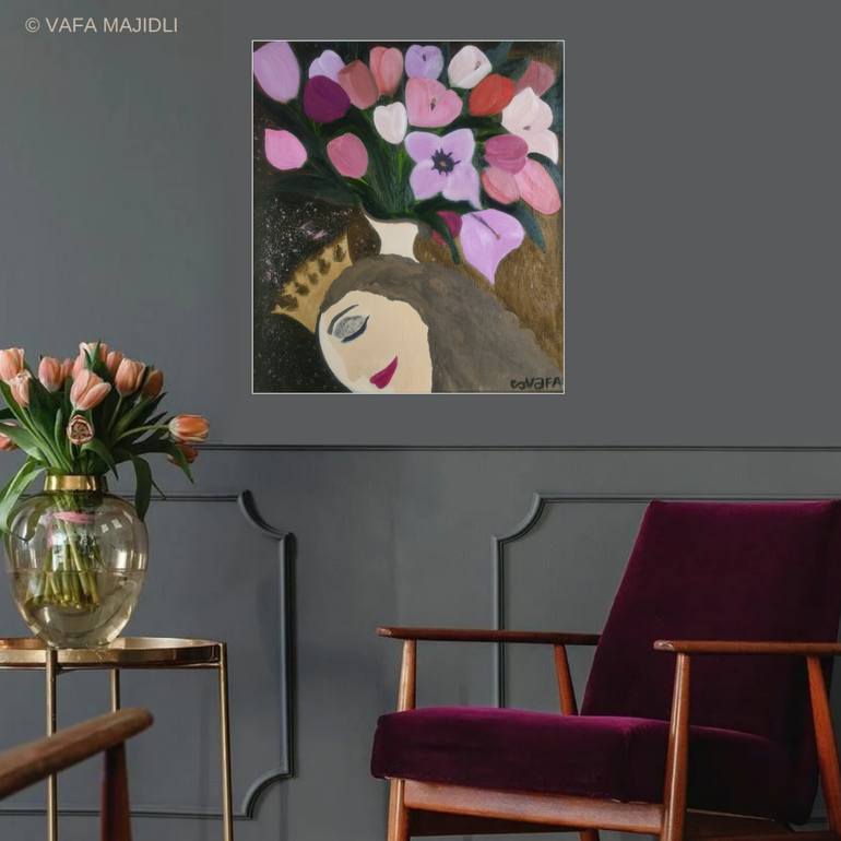 Original Figurative Floral Painting by Vafa Majidli