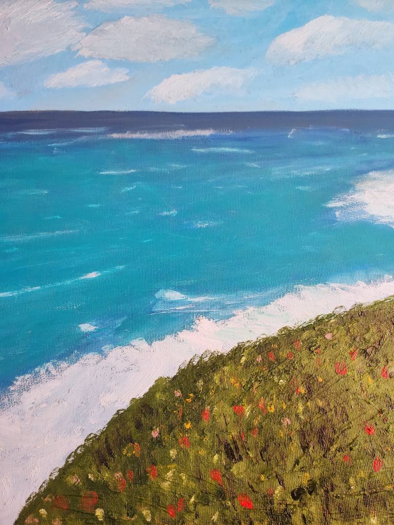 Original Art Deco Seascape Painting by Vafa Majidli