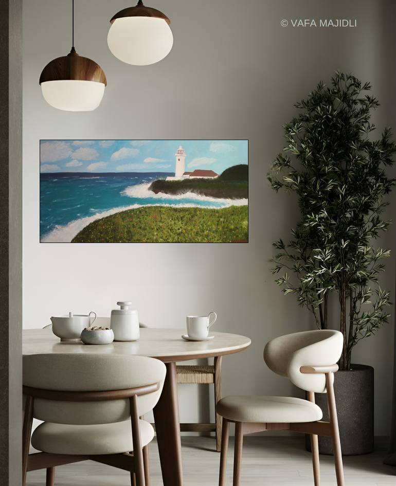 Original Art Deco Seascape Painting by Vafa Majidli