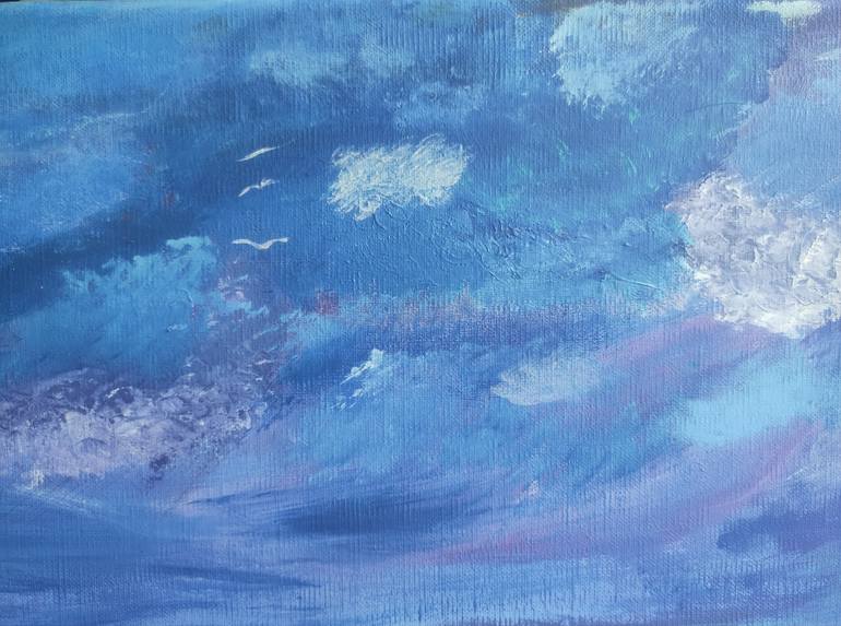 Original Abstract Expressionism Seascape Painting by Vafa Majidli