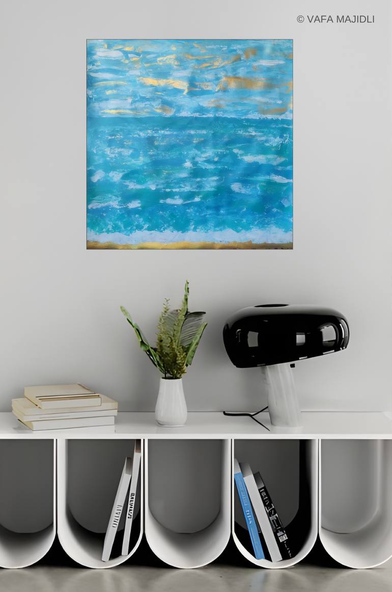 Original Abstract Expressionism Seascape Painting by Vafa Majidli