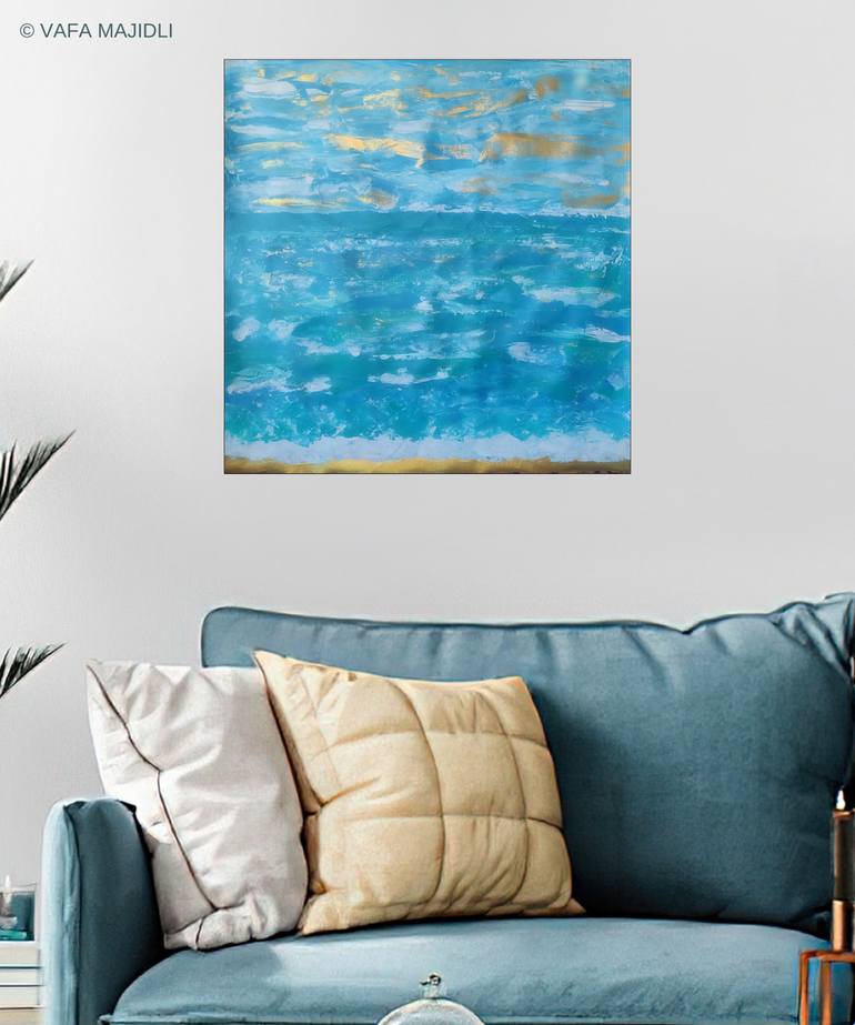 Original Abstract Expressionism Seascape Painting by Vafa Majidli