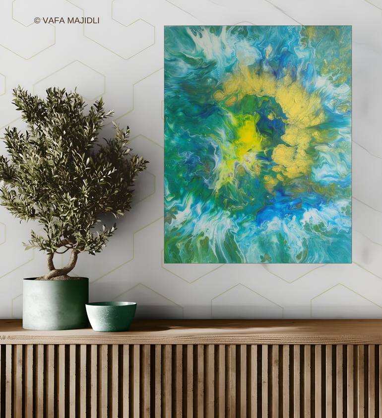 Original Abstract Seascape Painting by Vafa Majidli
