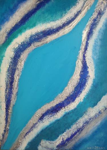 Original Minimalism Seascape Mixed Media by Vafa Majidli