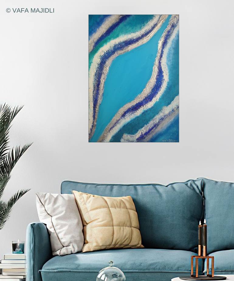 Original Minimalism Seascape Mixed Media by Vafa Majidli
