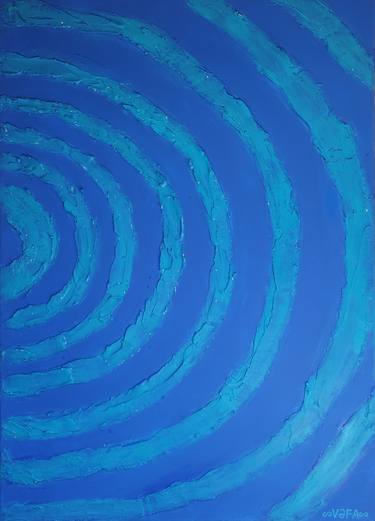 Original Abstract Seascape Mixed Media by Vafa Majidli