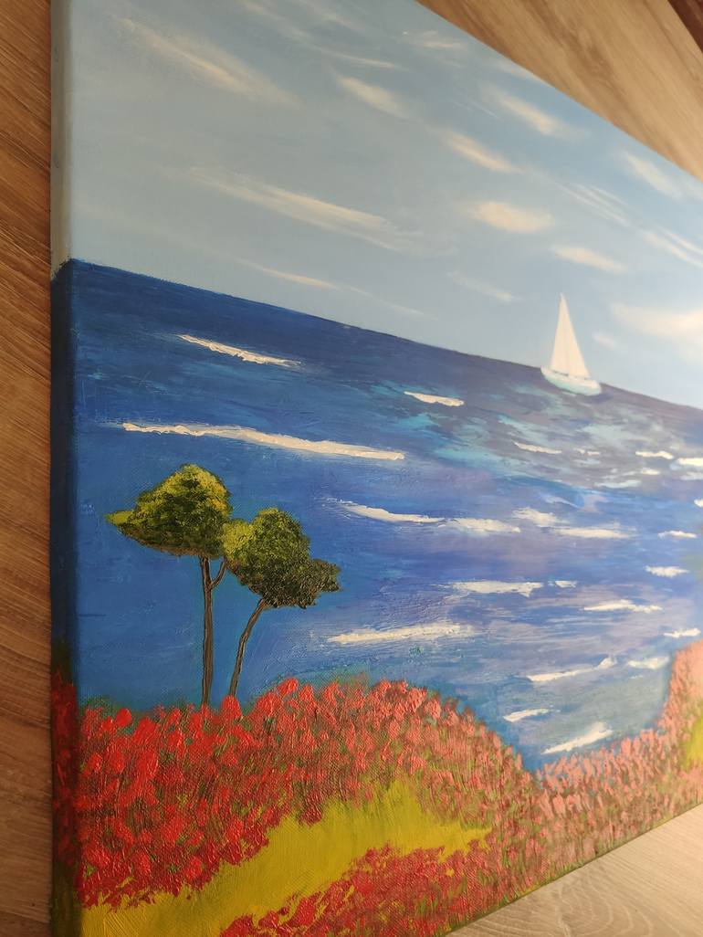 Original Fine Art Beach Painting by Vafa Majidli