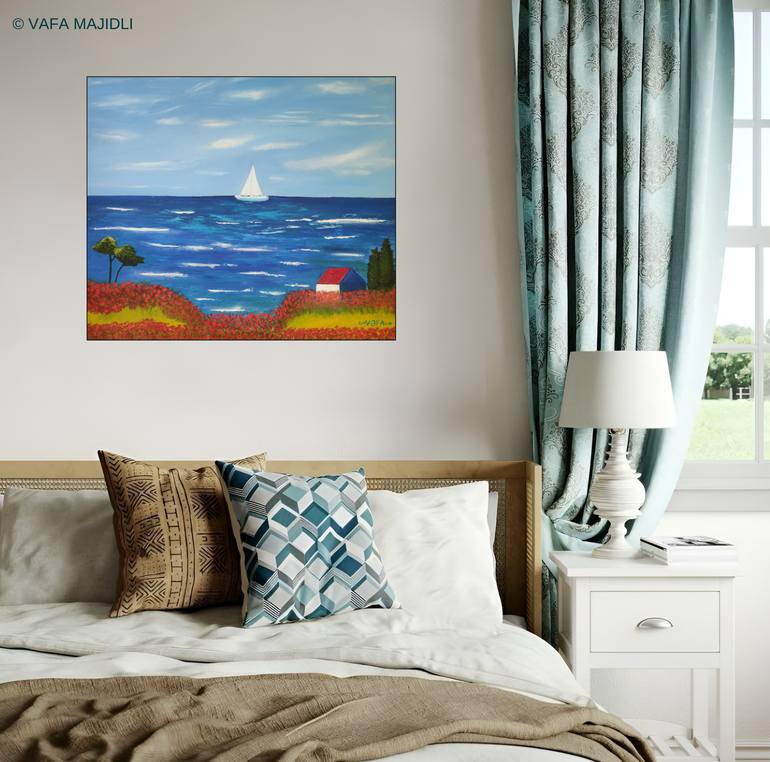 Original Color Field Painting Beach Painting by Vafa Majidli