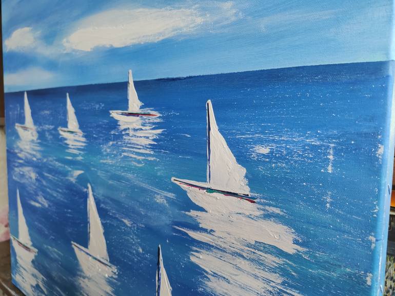Original Fine Art Boat Painting by Vafa Majidli