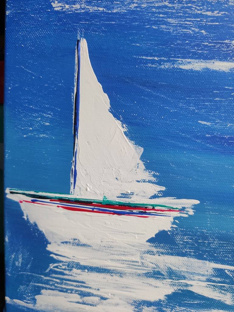 Original Fine Art Boat Painting by Vafa Majidli