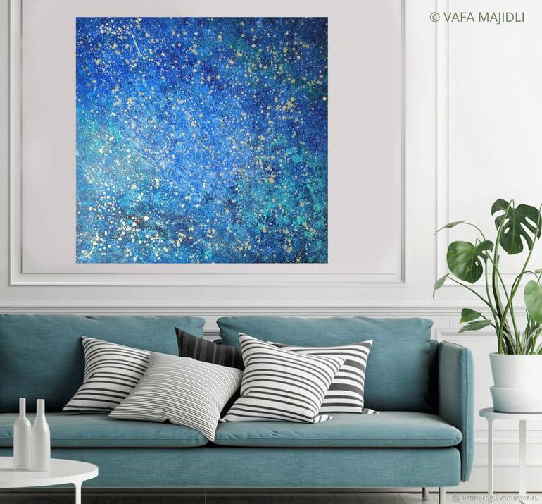Original Abstract Expressionism Outer Space Painting by Vafa Majidli