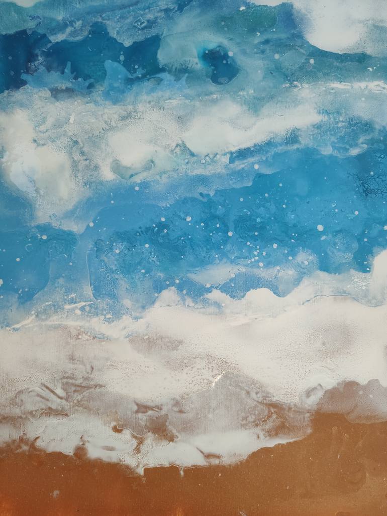 Original Abstract Expressionism Beach Painting by Vafa Majidli