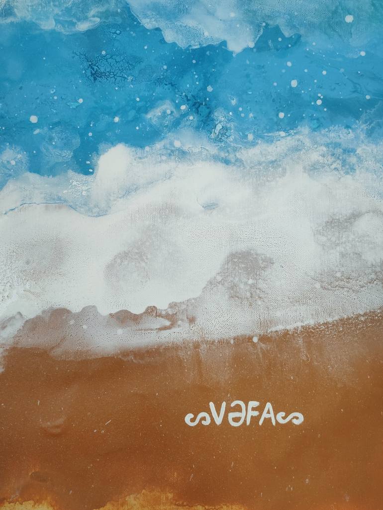 Original Abstract Expressionism Beach Painting by Vafa Majidli