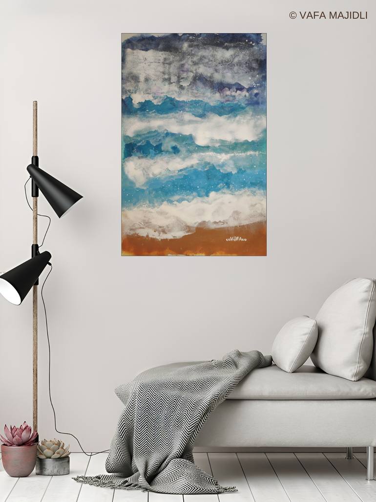 Original Abstract Expressionism Beach Painting by Vafa Majidli