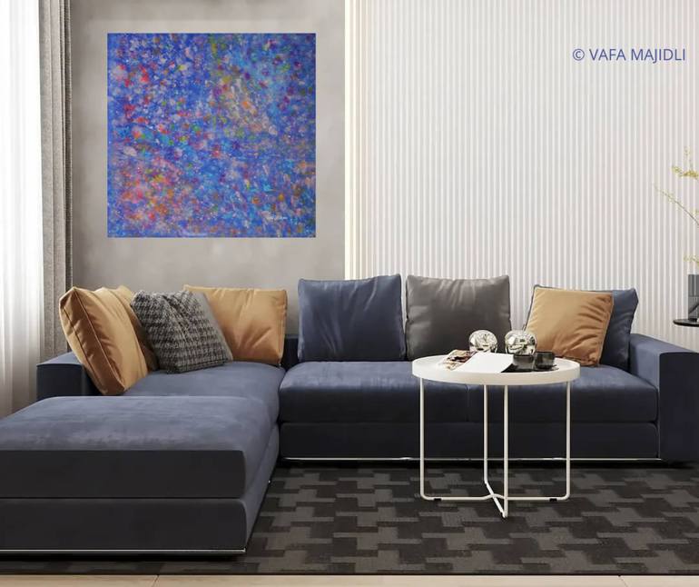 Original Abstract Expressionism Floral Painting by Vafa Majidli