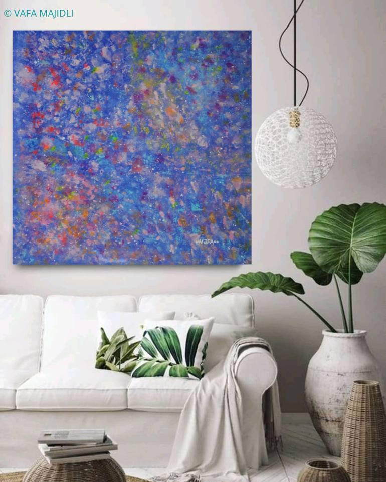 Original Abstract Expressionism Floral Painting by Vafa Majidli
