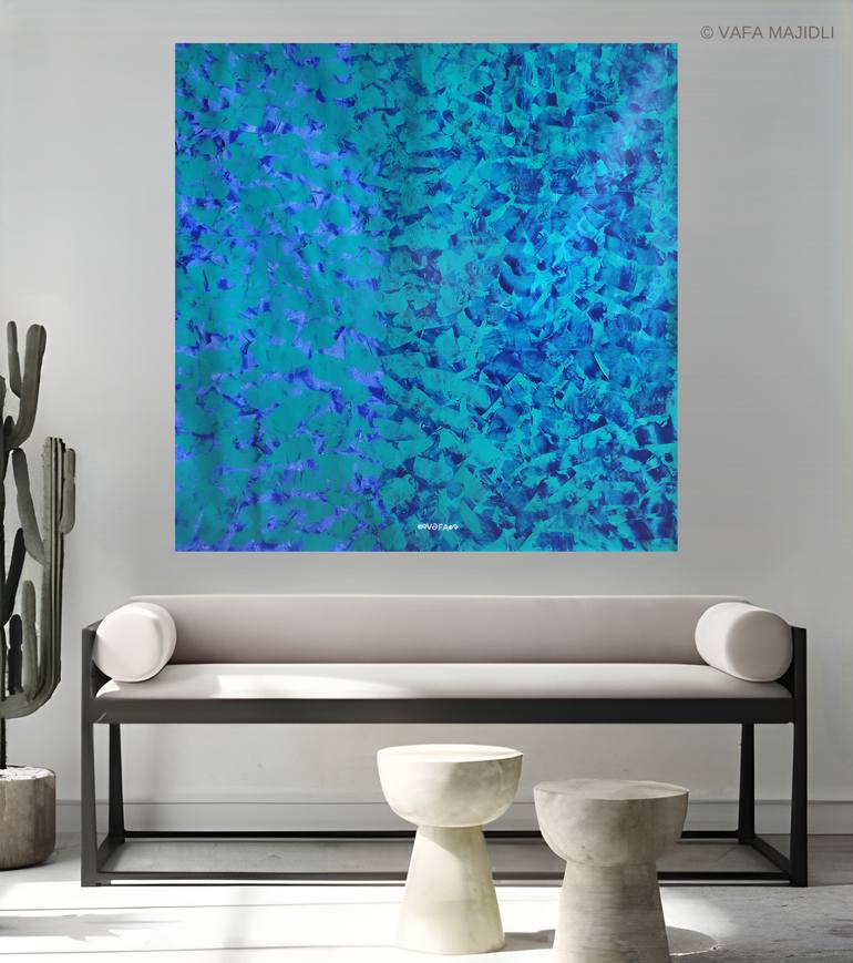 Original Abstract Expressionism Beach Painting by Vafa Majidli