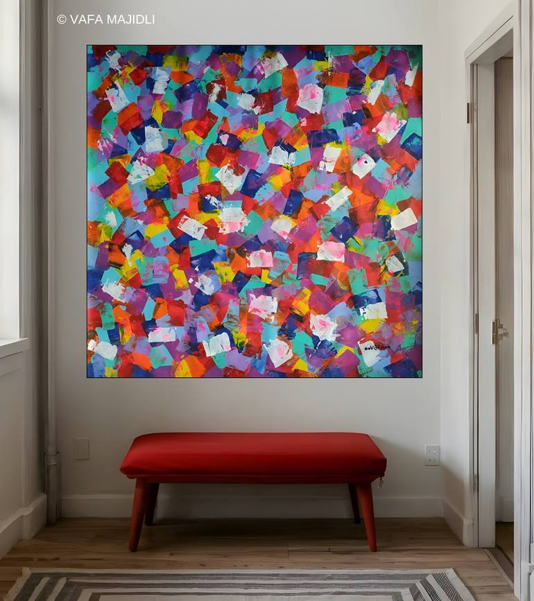 Original Abstract Expressionism Floral Painting by Vafa Majidli