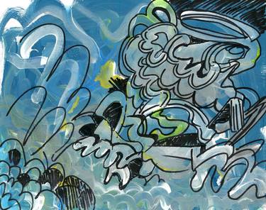 Original Abstract Expressionism Graffiti Paintings by Eva Adam