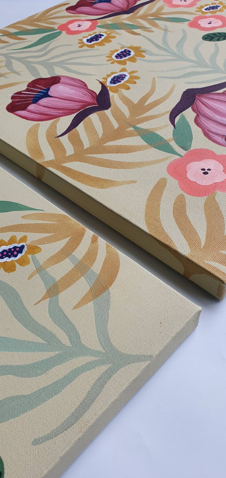 Original Art Deco Floral Painting by Valeria Cis