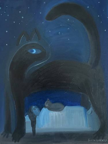 Original Fine Art Cats Paintings by Sonya Hukaylo
