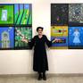 At the solo exhibition