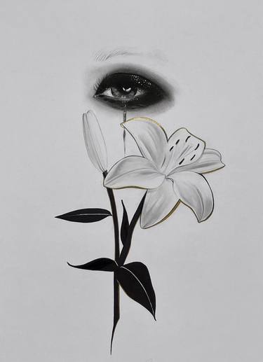 Original Black & White Floral Drawings by Corina Rose