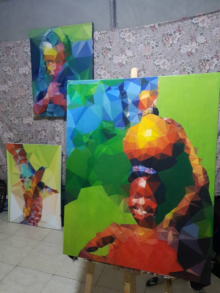 Original Abstract Portrait Painting by Jibril Nuhu