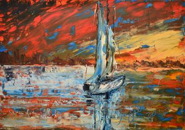 Original Impressionism Boat Paintings by Art Esmeralda Gallery