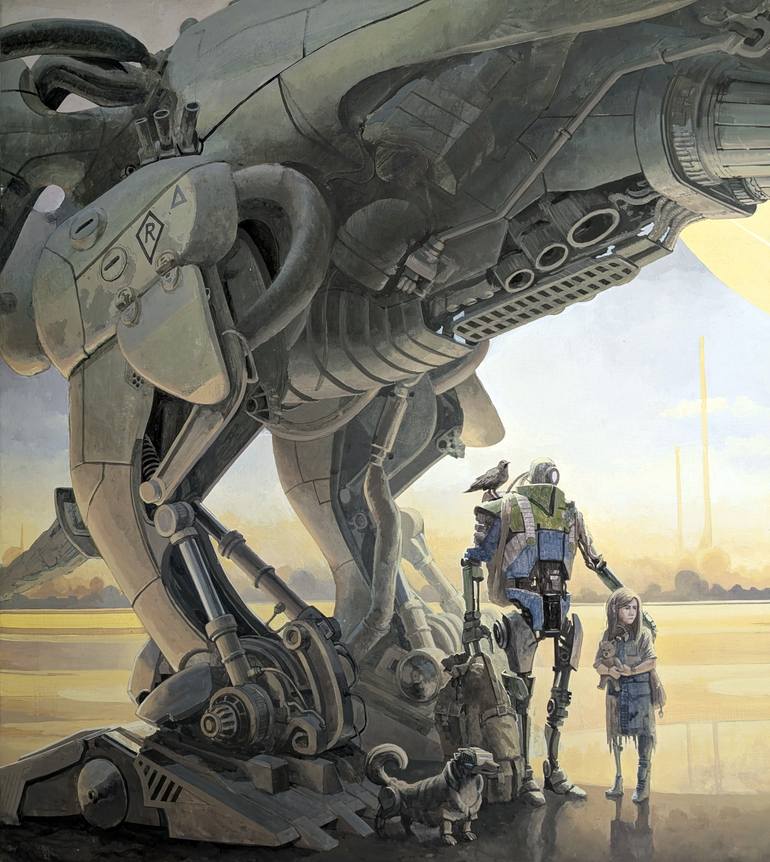 Original Futurism Fantasy Painting by Pavlo Baiandin