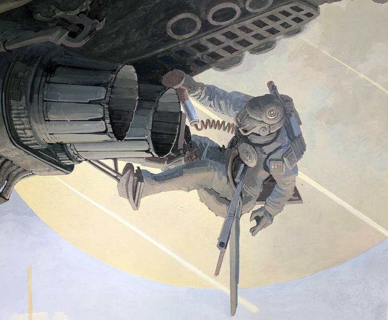 Original Futurism Fantasy Painting by Pavlo Baiandin