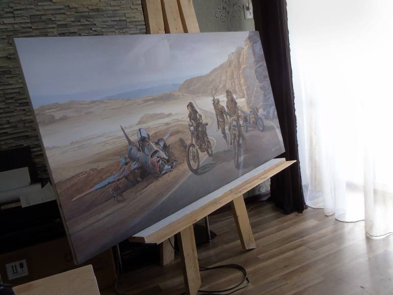 Original Motorcycle Painting by Pavlo Baiandin