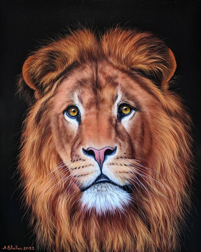 lion portrait painting