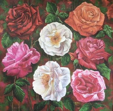 Print of Figurative Floral Paintings by Rommel Rivadeneira