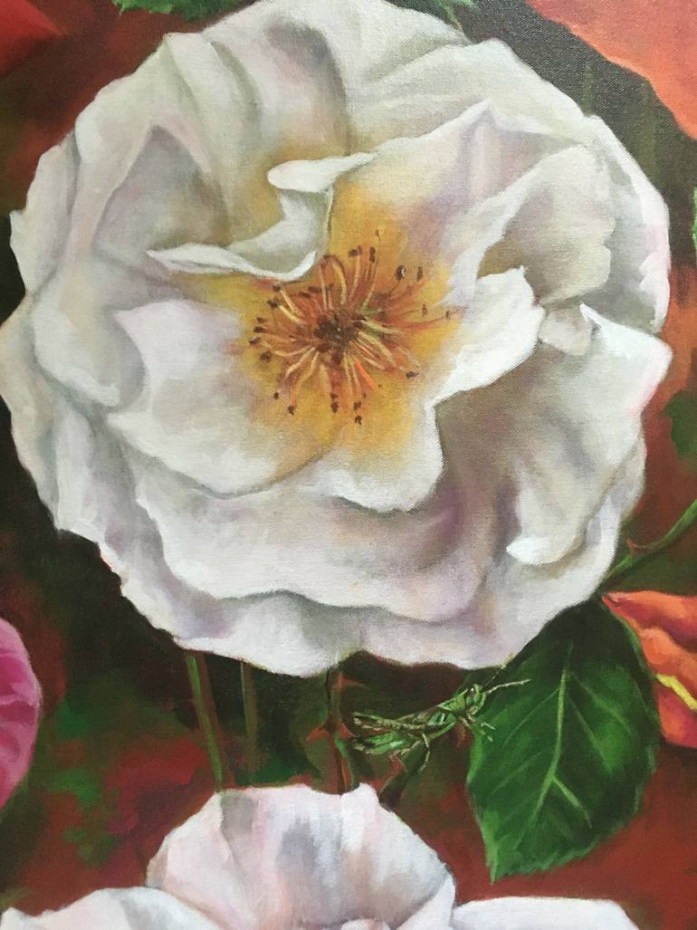 Original Figurative Floral Painting by Rommel Rivadeneira