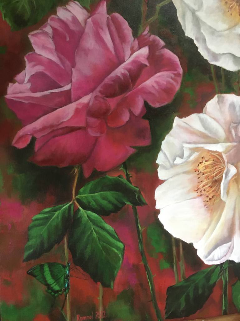 Family in flowers Painting by Rommel Rivadeneira | Saatchi Art