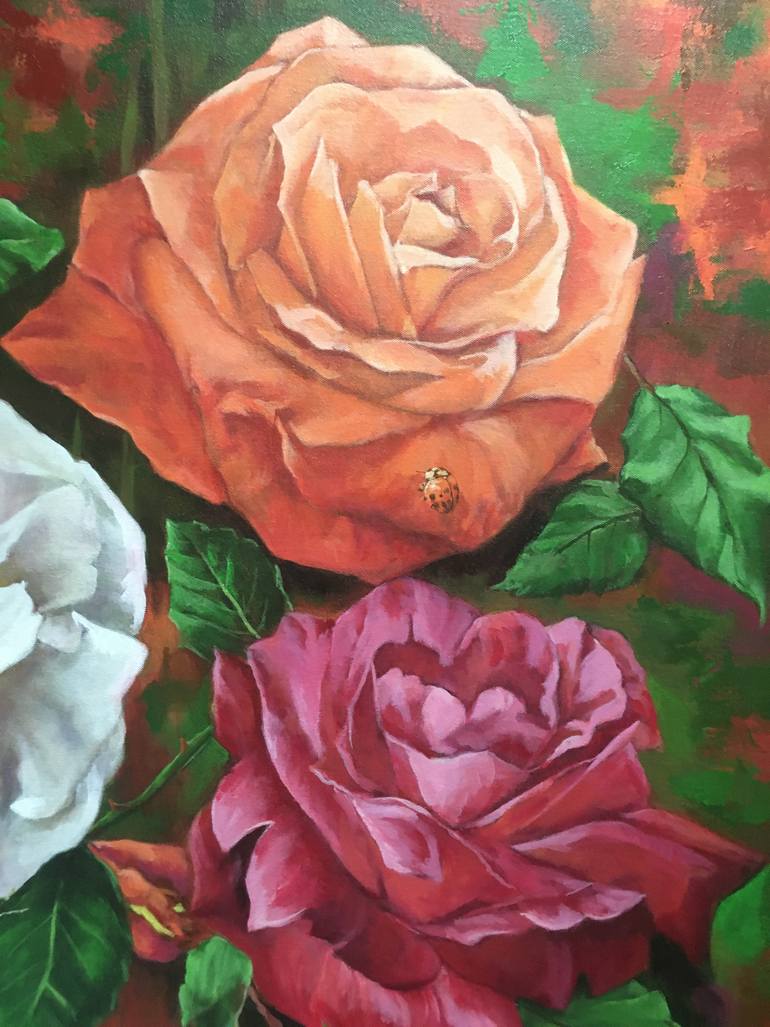Original Figurative Floral Painting by Rommel Rivadeneira