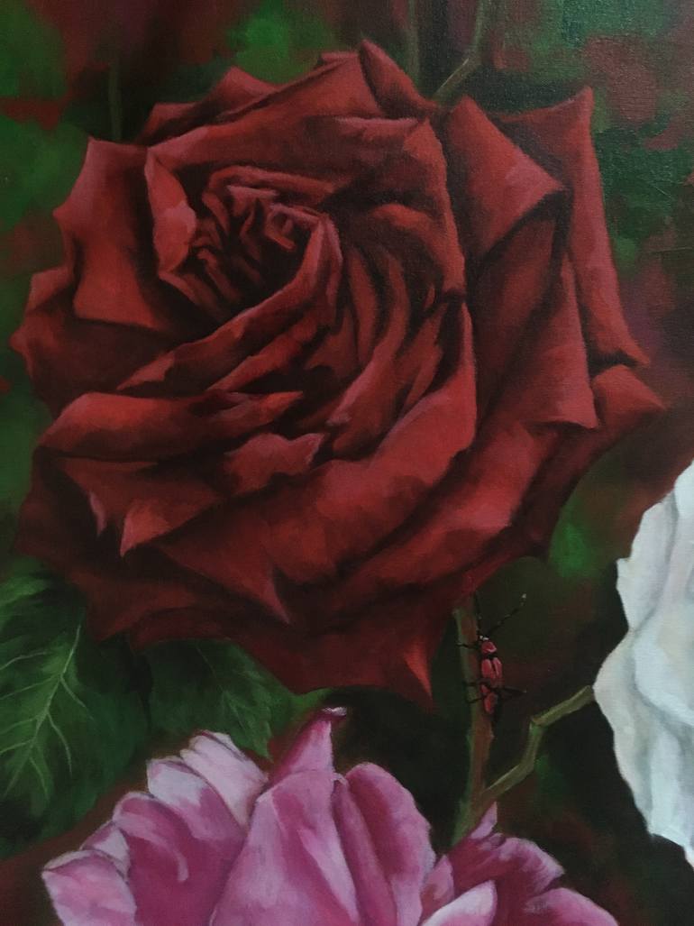 Original Figurative Floral Painting by Rommel Rivadeneira