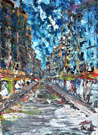Original Abstract Cities Paintings by Pepe Villan