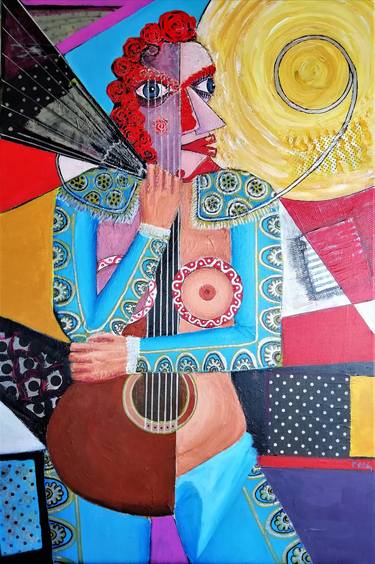 Torero woman, guitar and sun thumb