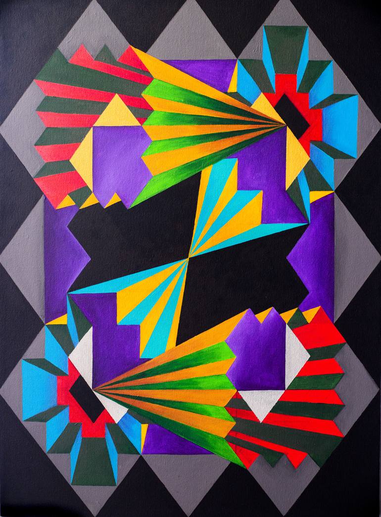Original Abstract Geometric Painting by Favio Caraguay