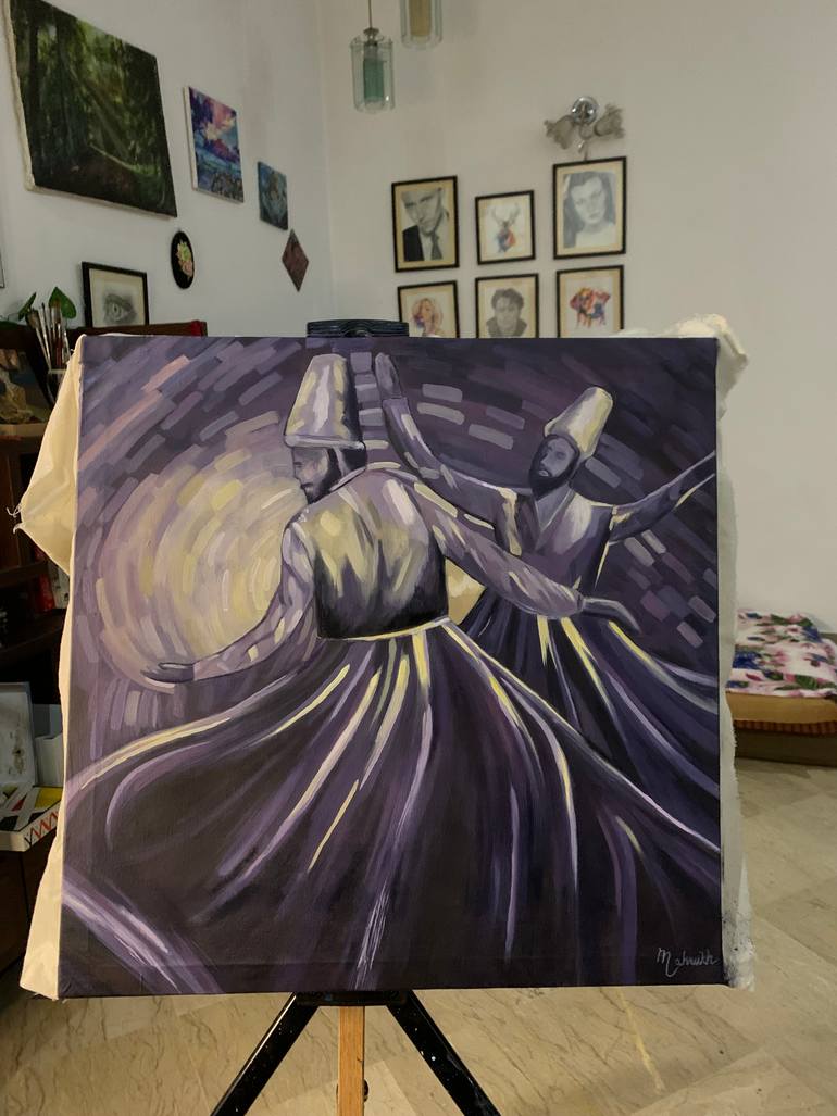 Original Abstract Expressionism Calligraphy Painting by Mahrukh Iftikhar