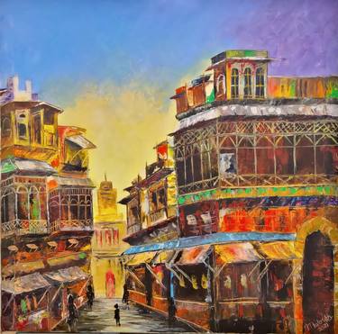 Original Abstract Expressionism Architecture Paintings by Mahrukh Iftikhar